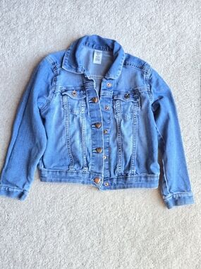 Girls Light Blue Denim Jacket with Heart Buttons